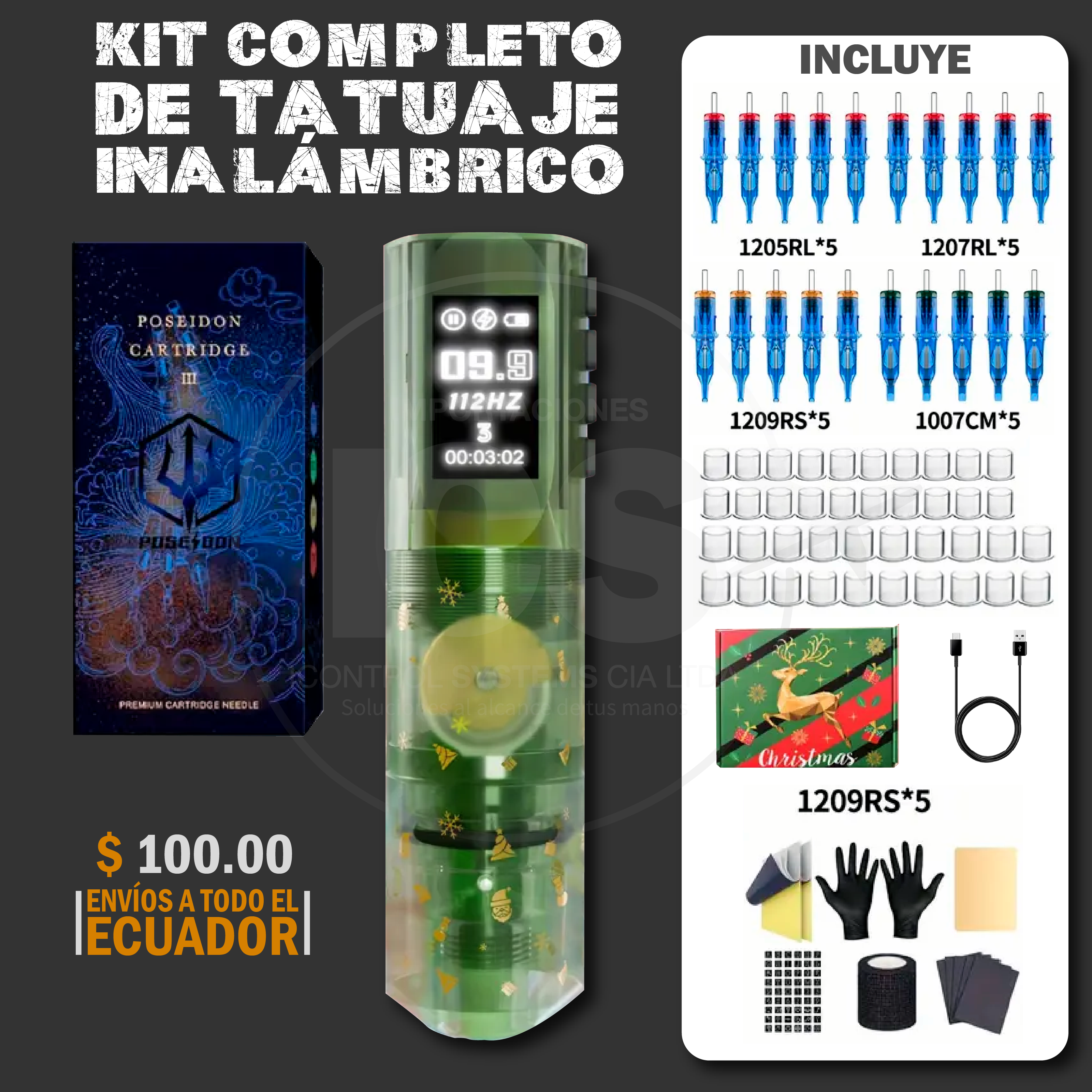 MAQUINA DE TATUAR KIT PROFESIONAL POSEIDON